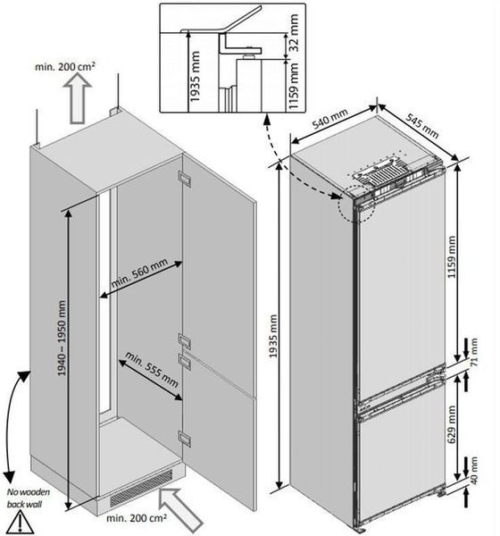 Встраиваемый холодильник Beko BCNA 306 E42SN 1004878 фото