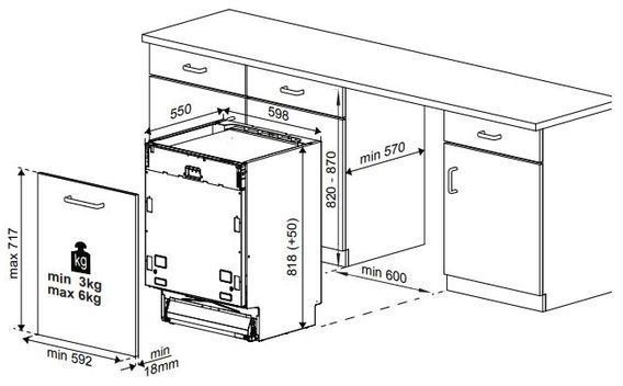 Вбудовувана посудомийна машина Beko DIN 48520 596184 фото